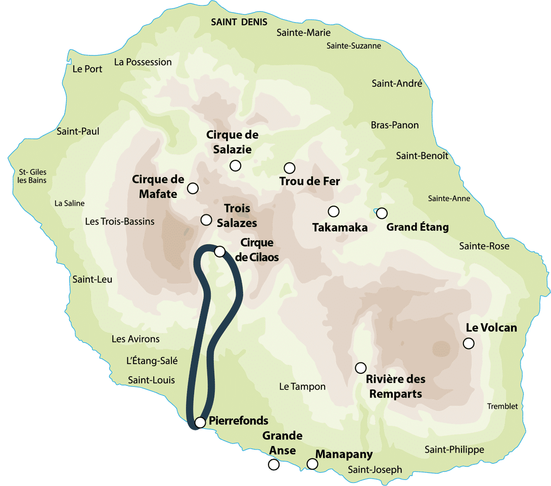 cilaos helicopter tour route map réunion island